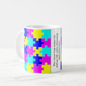 Motivierend Wörter und farbenfrohe Puzzleteile Kaffeetasse (Vorderseite Links)