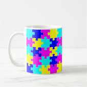 Motivierend Wörter und farbenfrohe Puzzleteile Kaffeetasse (Links)