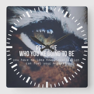 Motivierend Wörter - Wahrnehmen und Visualisieren Quadratische Wanduhr