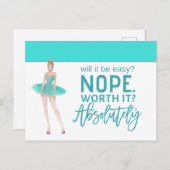 Motivierend Zitat/Ballerina/aquamarin Postkarte (Vorne/Hinten)