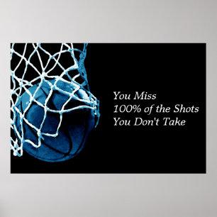 Motivierend Zitat Basketball Blue Black Poster