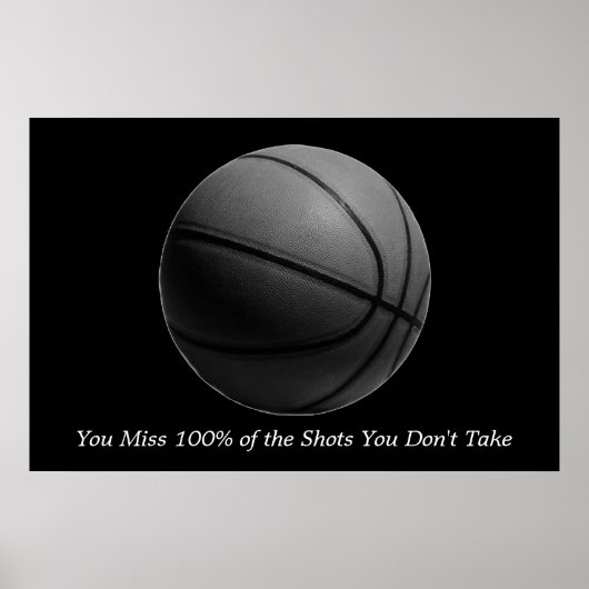 Motivierend Zitat Basketball Schwarz/Weiß Poster (Vorne)