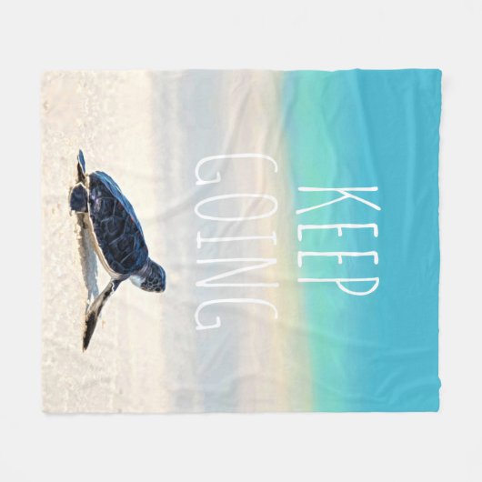 Motivierend Zitat Behalte auf Schildkrötenstrand Fleecedecke (Vorderseite (Horizontal))