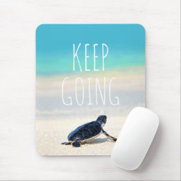 Motivierend Zitat Behalte auf Schildkrötenstrand Mousepad