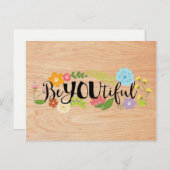 Motivierend Zitat "BeYOUtiful" Boho Blumenart Postkarte (Vorne/Hinten)