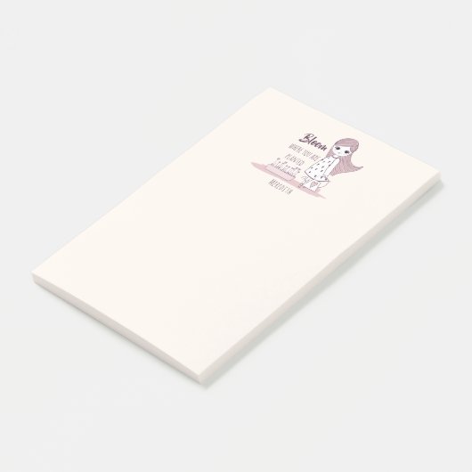 motivierend Zitat "Bloom where you be pflanzed" Post-it Klebezettel (angewinkelt)