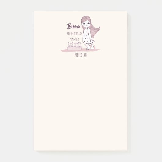 motivierend Zitat "Bloom where you be pflanzed" Post-it Klebezettel (Vorderseite)