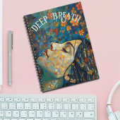 Motivierend Zitat, Boho Blume Blue und Orange. Notizblock