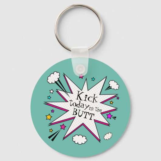 Motivierend Zitat Comic Buchexplosion Schlüsselanhänger (Rückseite)