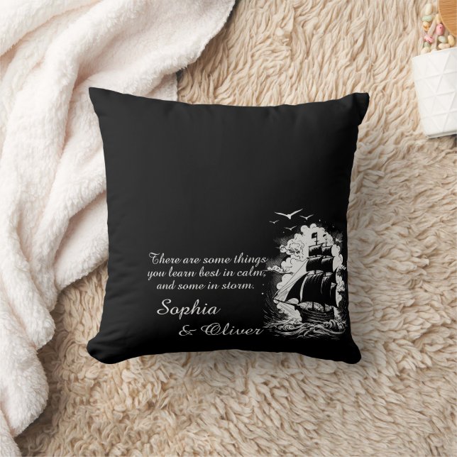 Motivierend Zitat des modernen Piratenschiffs Kissen (Decke)