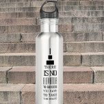 Motivierend Zitat-Design, modernes Schwarz und Edelstahlflasche<br><div class="desc">Bleibe und motiviert mit dieser trendigen Wasserflasche in modernem Schwarz-Weiß-Design. Die schlichte Gestaltung besteht aus einem hohen Wolkenkratzer-Gebäude, wo es keinen Aufzug gibt, man muss die Treppe nehmen. Es ist da, um den Besitzer der Wasserflasche daran zu erinnern, immer durchzudrücken, nichts kommt einfach, aber mit Sorgfalt können sie die Spitze...</div>