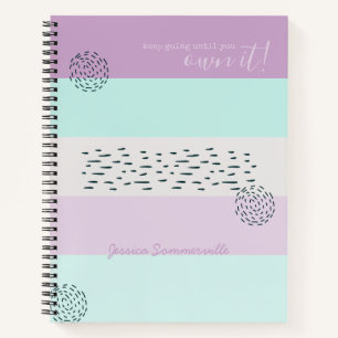 Motivierend Zitat Doodle und Stripe Lilac Minze Notizblock