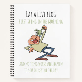 Motivierend Zitat Essen ein Live Frosch Funny Cart Notizblock