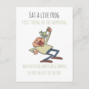 Motivierend Zitat Essen ein Live Frosch Funny Cart Postkarte