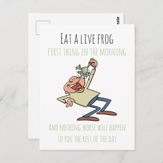 Motivierend Zitat Essen ein Live Frosch Funny Cart Postkarte (Vorne/Hinten)