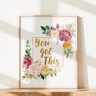 Motivierend Zitat Hübsche farbige Rose Poster