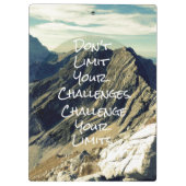 Motivierend Zitat: Ihre Grenzen herausfordern Klemmbrett (Rückseite)