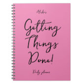 Motivierend Zitat individuelle Name rosa Tagesplan Notizblock (Vorderseite)