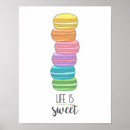 Motivierend Zitat Leben ist Sweet Macarons Küche Poster
