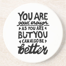 Motivierend Zitat Lino Print Round Sandstone Getränkeuntersetzer