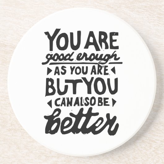 Motivierend Zitat Lino Print Round Sandstone Getränkeuntersetzer (Vorne)