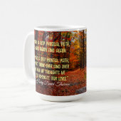 Motivierend Zitat Orange Herbstwoods-Wanderung Kaffeetasse (Vorderseite Links)