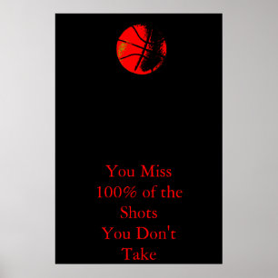 Motivierend Zitat Red Black Basketball Poster