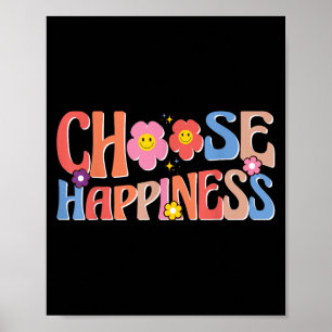 Motivierend Zitat Retro Groovy Wählen Sie Glück Poster