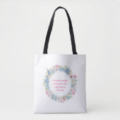 Motivierend Zitat Rosa blaue Blumenreste Tasche (Vorderseite)