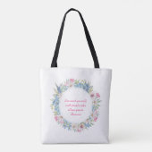 Motivierend Zitat Rosa blaue Blumenreste Tasche (Rückseite)