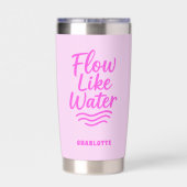 Motivierend Zitat rosa Strömung wie Wasseryoga Thermobecher (Rückseite)