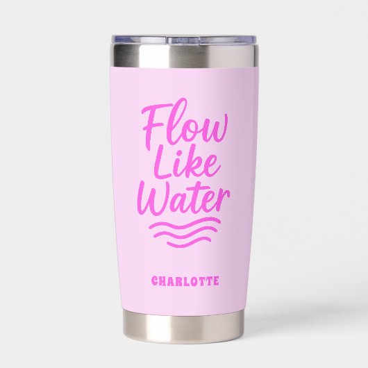 Motivierend Zitat rosa Strömung wie Wasseryoga Thermobecher (Rückseite)