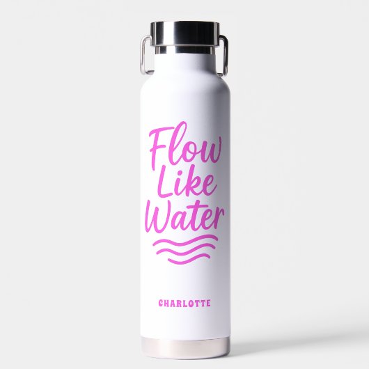 Motivierend Zitat rosa Strömung wie Wasseryoga Trinkflasche (Vorne)