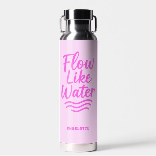 Motivierend Zitat rosa Strömung wie Wasseryoga Trinkflasche (Vorne)