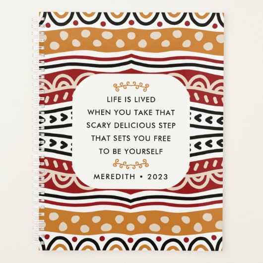 Motivierend Zitat über das Motif-Muster in Afrika Planer (Vorderseite)