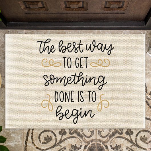 Motivierend Zitat über den Rustikal Burlap Fußmatte