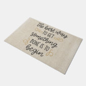 Motivierend Zitat über den Rustikal Burlap Fußmatte (Schrägansicht)