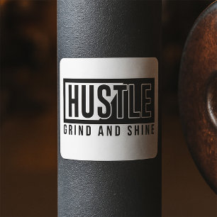 Motivierend Zitat von Hustel Grind und Shine Quadratischer Aufkleber