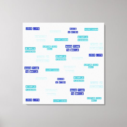 Motivierend Zitate aus blauem, weißem Text Leinwanddruck (Vorderseite)