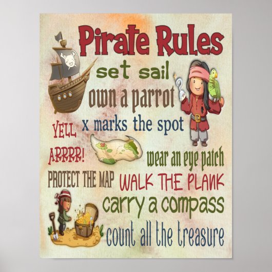 Motivierend Zitate der Piratenregeln - Poster 11x1 (Vorne)