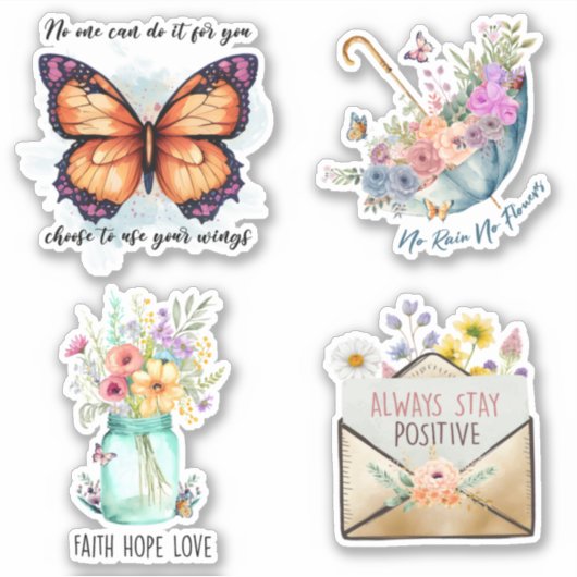 Motivierend Zitate und Blume Aufkleber (Vorderseite)