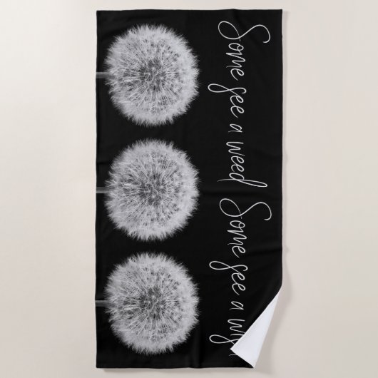 Motivierend Zitatleuchter, schwarz-weiß Strandtuch (Vorderseite)