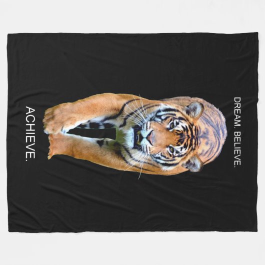 Motivierend Zitatstraum glauben Tiger erreichen Fleecedecke (Vorderseite (Horizontal))