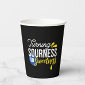 Motivierend Zitronenangebot von sauer bis süß Pappbecher (Rückseite)