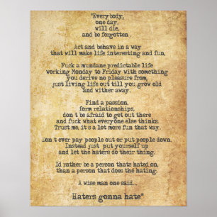 Motivierend Zyzz Zitat zum Leben Poster