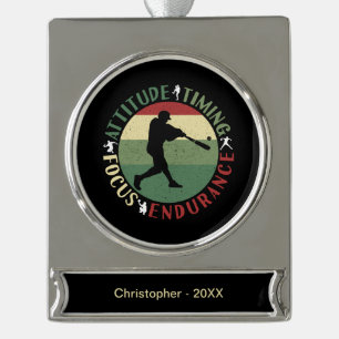 Motivierende Baseball-Mannschaftswerte Banner-Ornament Silber