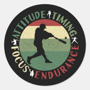 Motivierende Baseball-Mannschaftswerte Runder Aufkleber