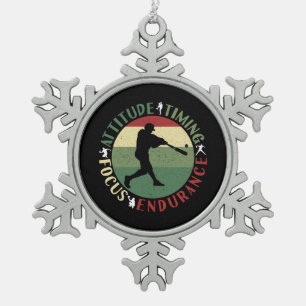 Motivierende Baseball-Mannschaftswerte Schneeflocken Zinn-Ornament