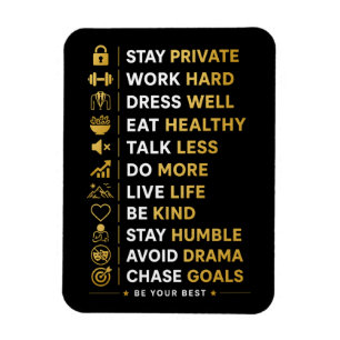 Motivierende Erfolgszitate in schwarzer Gold-Typog Magnet