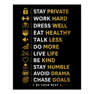Motivierende Erfolgszitate in schwarzer Gold-Typog Poster